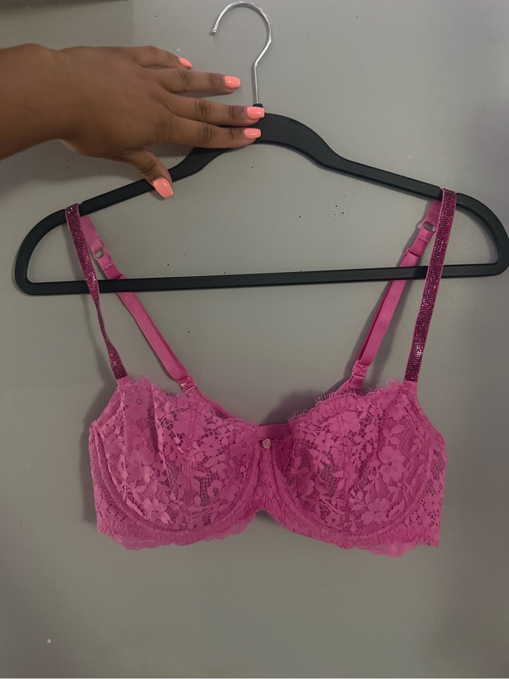Victoria's Secret Pink Lace Underwire Bra with Sparkle Straps